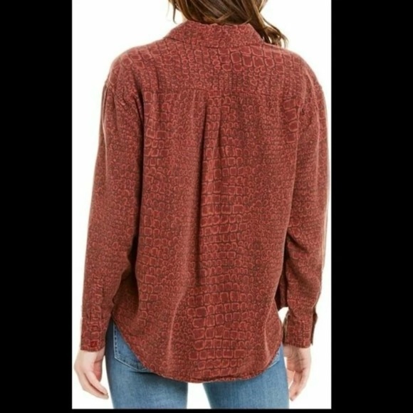 Women’s Current/Elliott The Percy Road Blouse Croc Brown Size 2 or Size Medium - Picture 2 of 11
